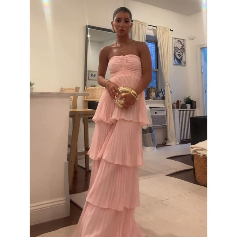 Elegantes Plissée-Abendkleid mit kurzen Ärmeln – Bild 9 | LuxeStyle