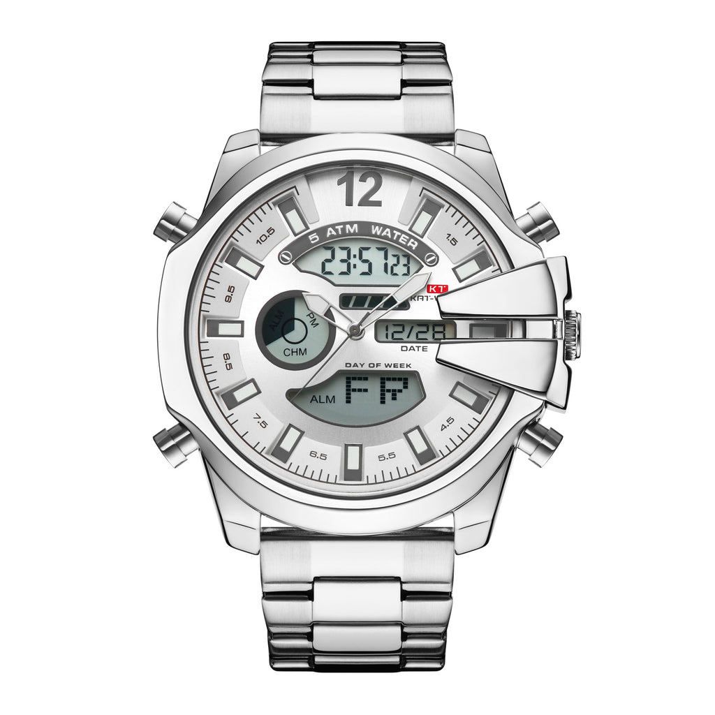 Sportliche Herrenuhr mit Doppel-Display
