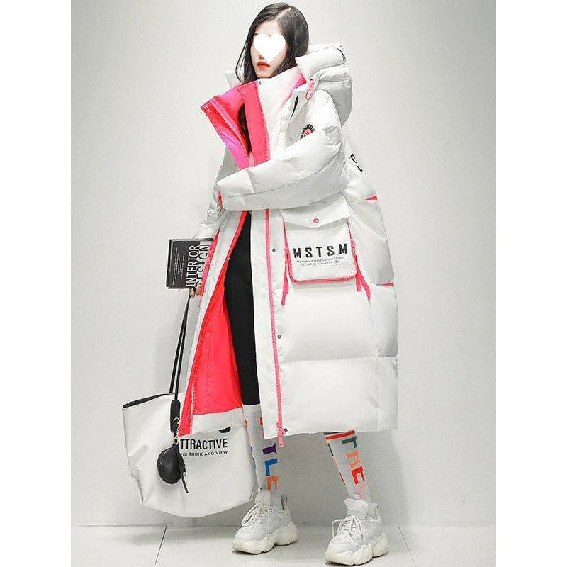Extra dicke Daunenjacke im Patchwork-Stil
