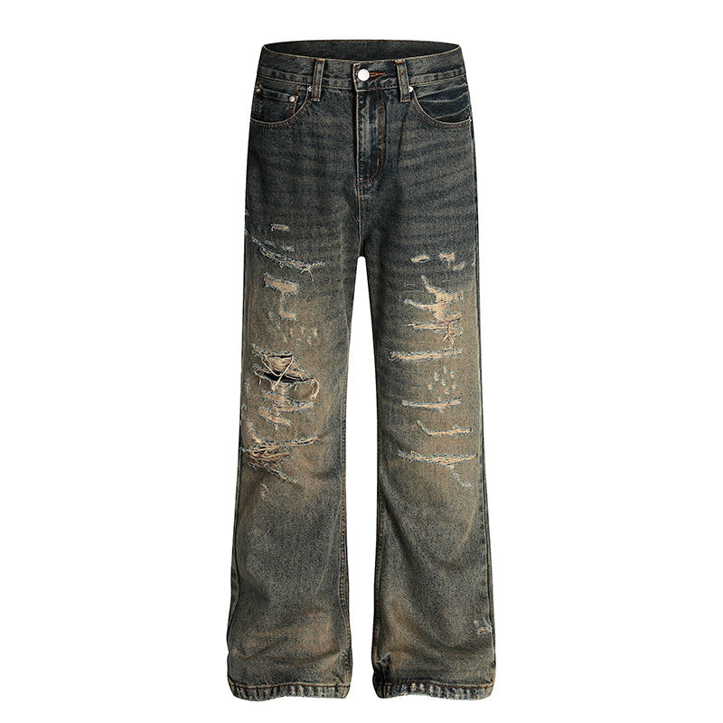 Retro Tie-Dye Jeans mit weitem Bein