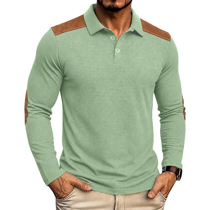 Männliches Langarm-Waffel-Polo-Shirt – Bild 9 | LuxeStyle
