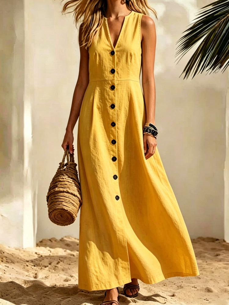 Ärmelloses V-Neck Strickkleid für Damen | LuxeStyle
