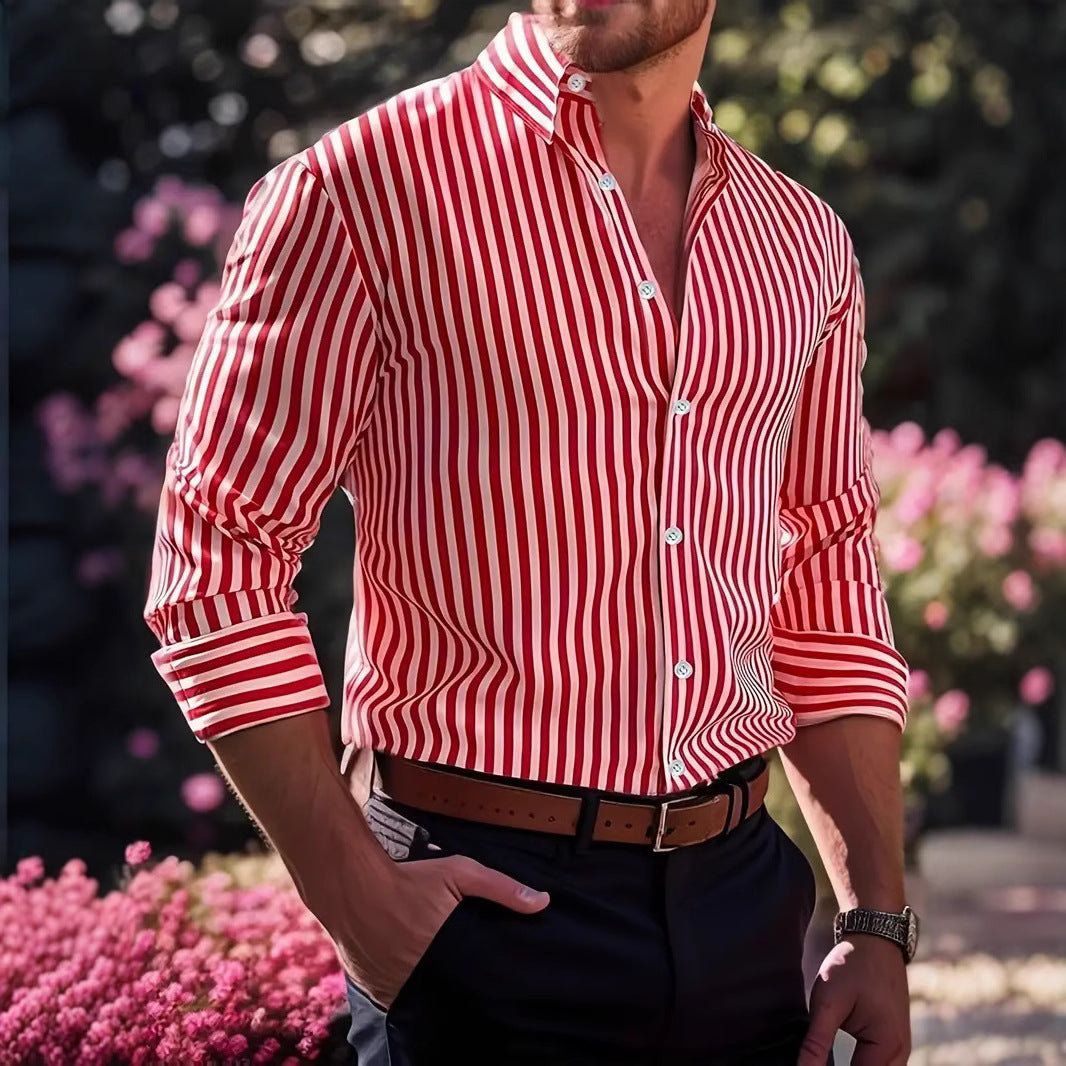 Gestreiftes Langarmshirt mit Knopfleiste – Bild 4 | LuxeStyle