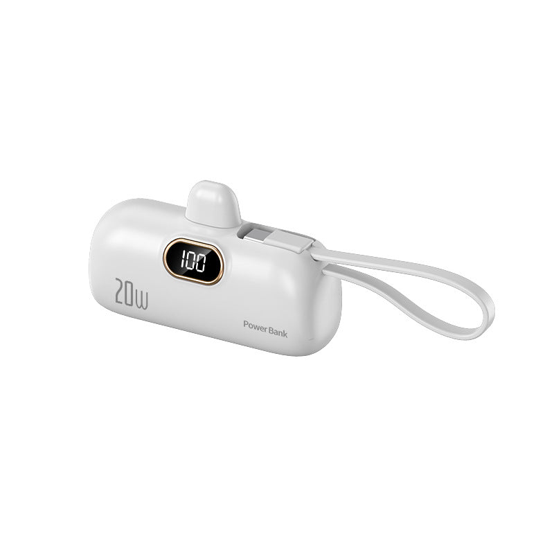 Mini Powerbank mit integriertem Kabel, 5000 mAh