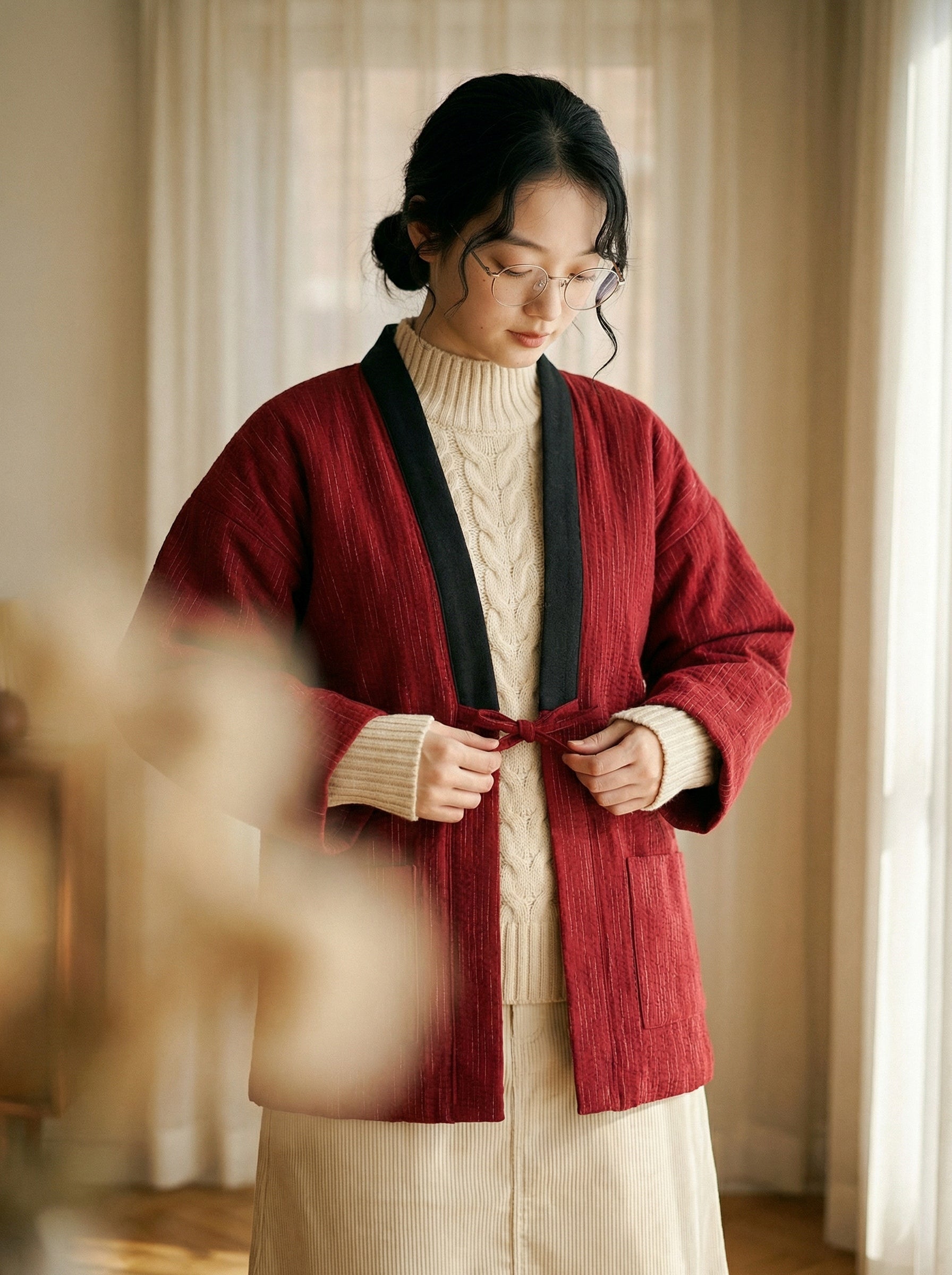 Warme Damen-Steppjacke im japanischen Stil