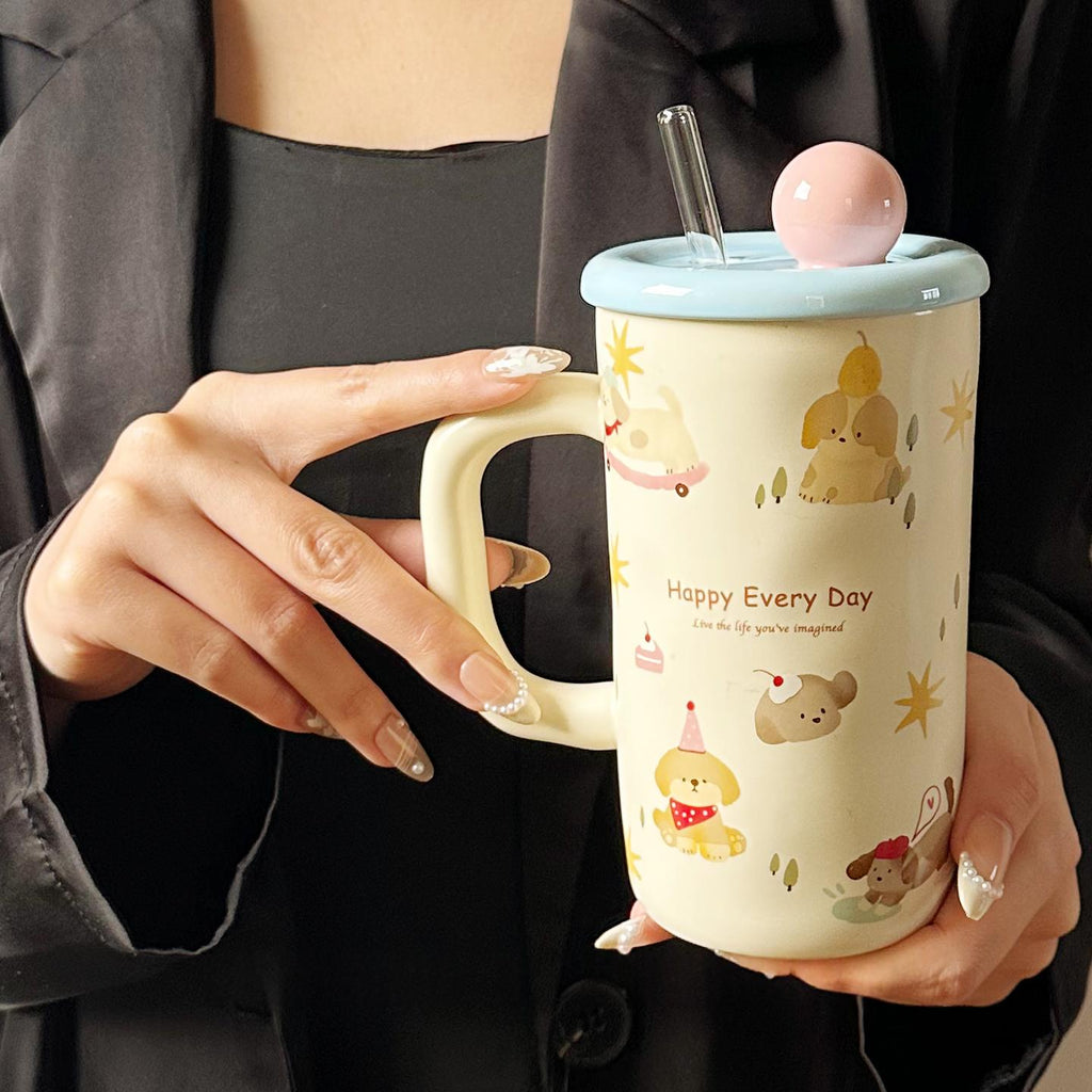 Keramiktasse mit Deckel und Pinsel – Bild 5 | LuxeStyle