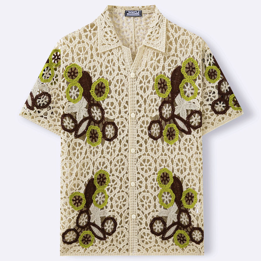 Kurzarm-Häkelspitze Stricktop für Herren – Bild 2 | LuxeStyle