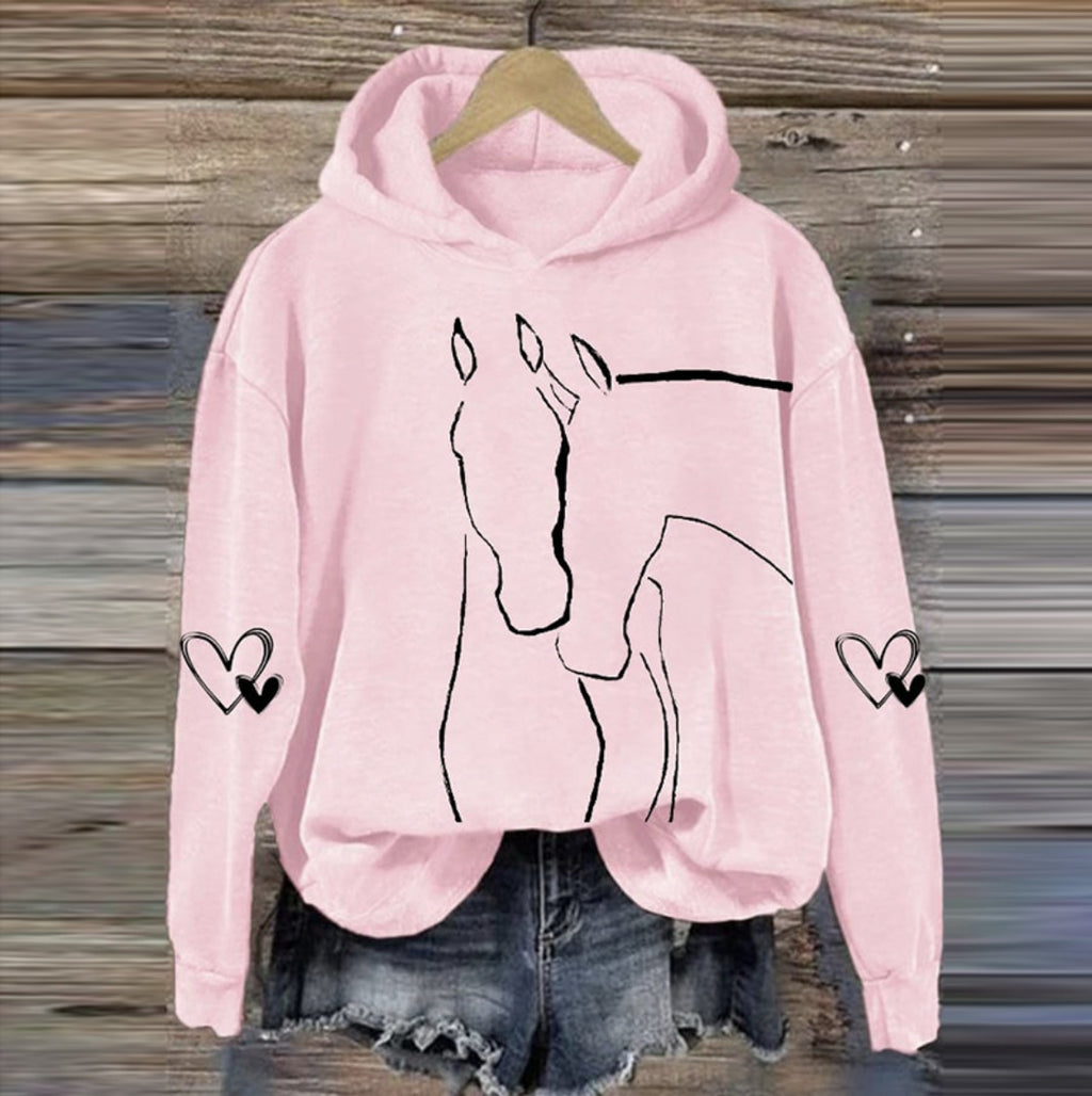 Hoodie mit einfacher Linien-Muster