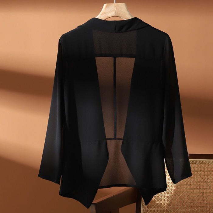 Damen Chiffon-Cardigan mit Dreiviertelärmeln – Bild 2 | LuxeStyle