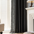 Schwarz-Weiß Jacquard-Vorhang mit Stangen