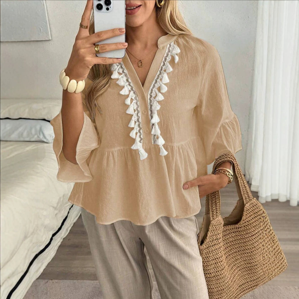 Sommer-Top «Sole» – V-Neck mit Knopfleiste