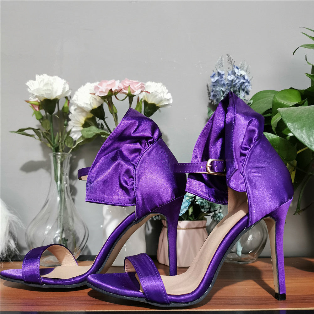Stiletto-Streifen Sandalen in Lila, Plus-Size – Bild 3 | LuxeStyle