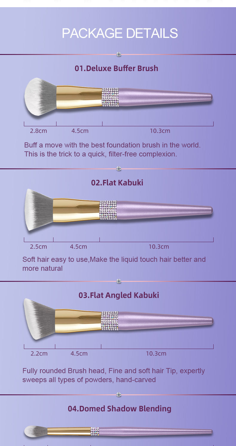 10 Make-up Pinsel-Set Flieder-Lila mit Diamant – Bild 10 | LuxeStyle