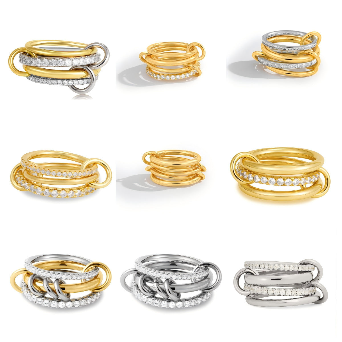 Vergoldeter Unisex-Ring mit drei Gliedern – Bild 2 | LuxeStyle