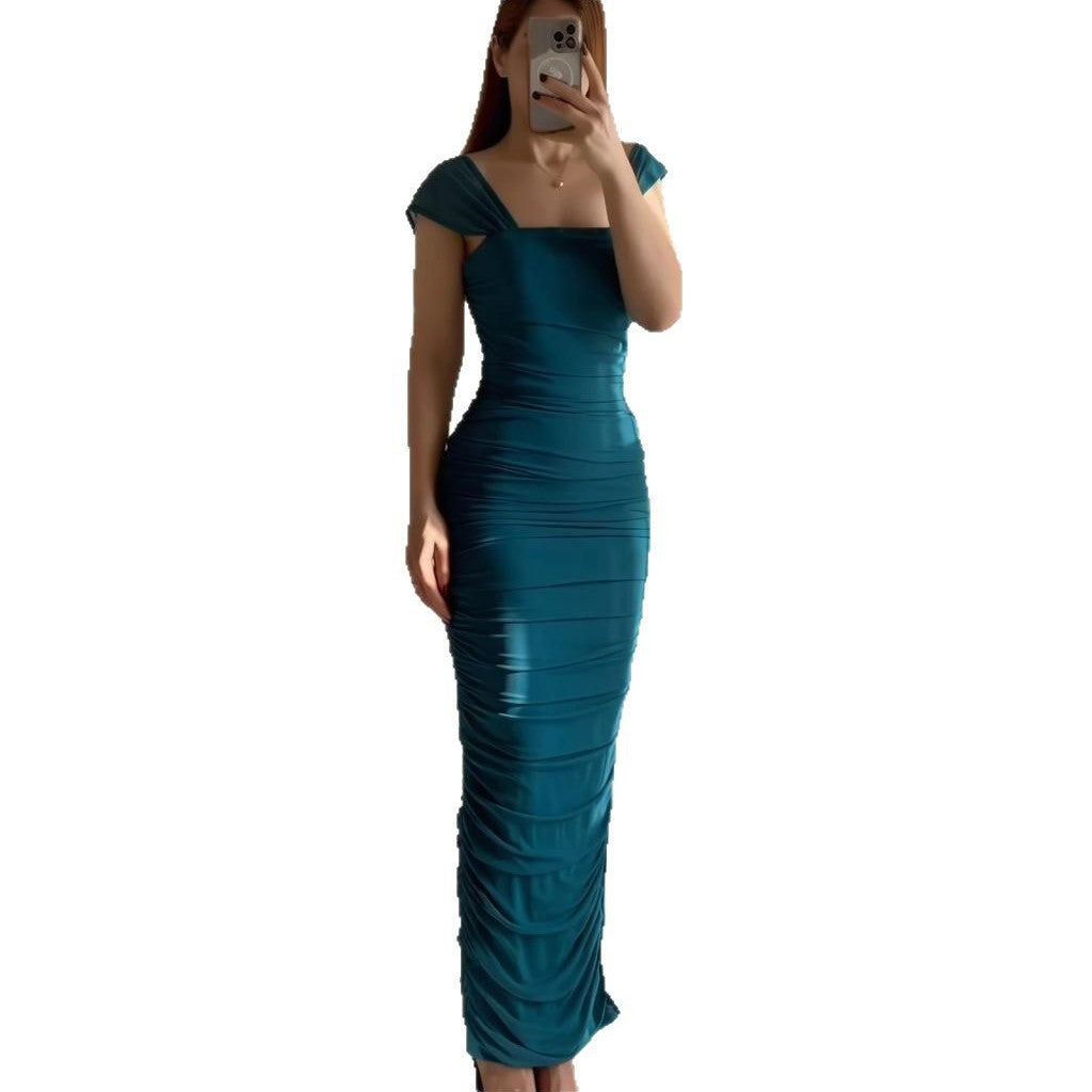 Elegantes, tailliertes Bodycon-Kleid mit Falten