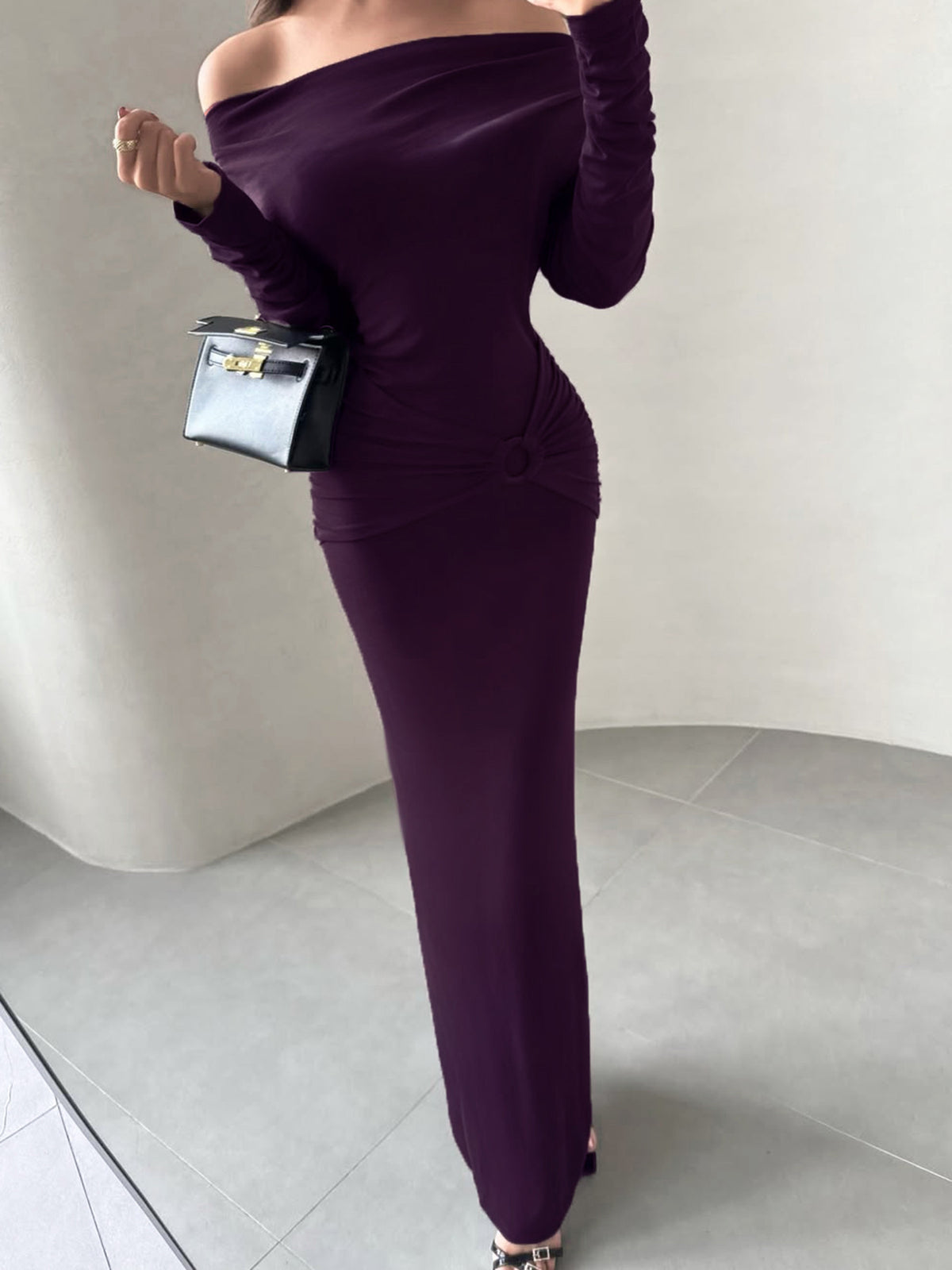 Lila Bodycon-Kleid mit hohem Taillenschnitt – Bild 6 | LuxeStyle