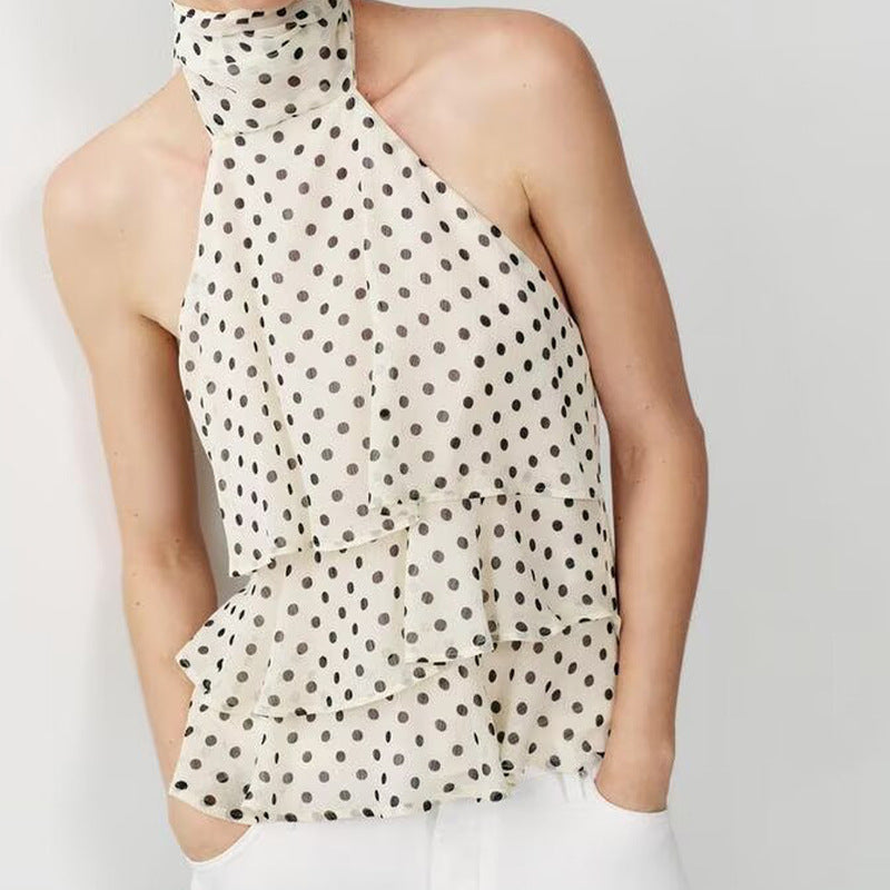 Punktmuster Kleid mit Halter‑ und Rückenausschnitt | LuxeStyle