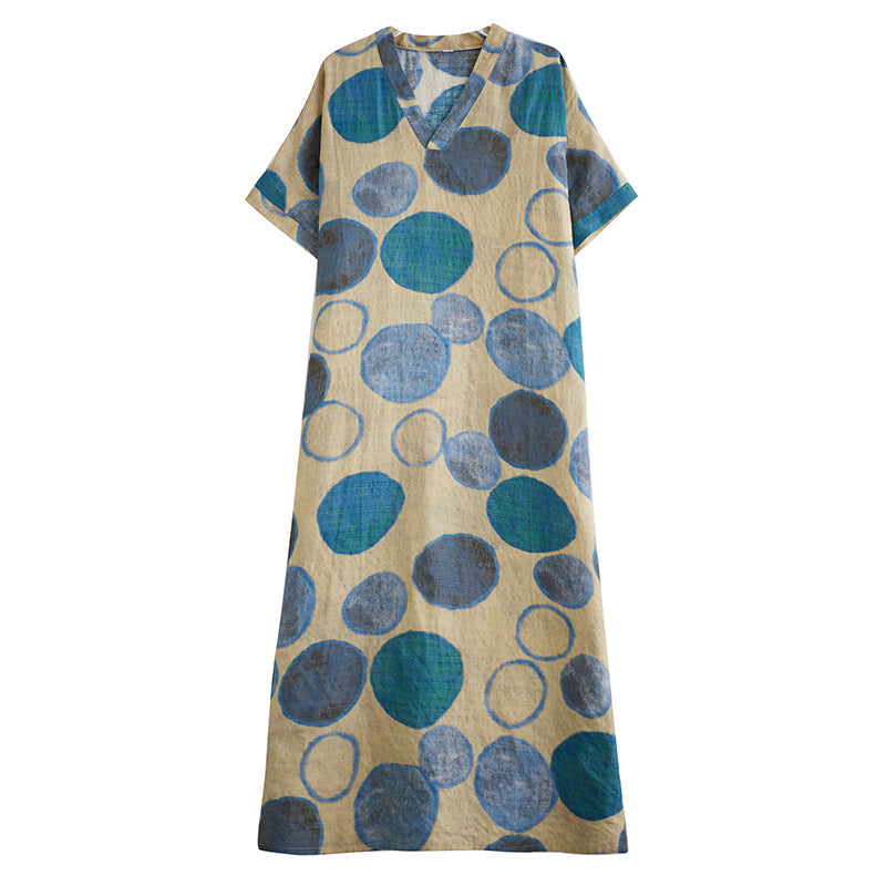 Retro A-Linien Maxikleid mit V-Ausschnitt | LuxeStyle