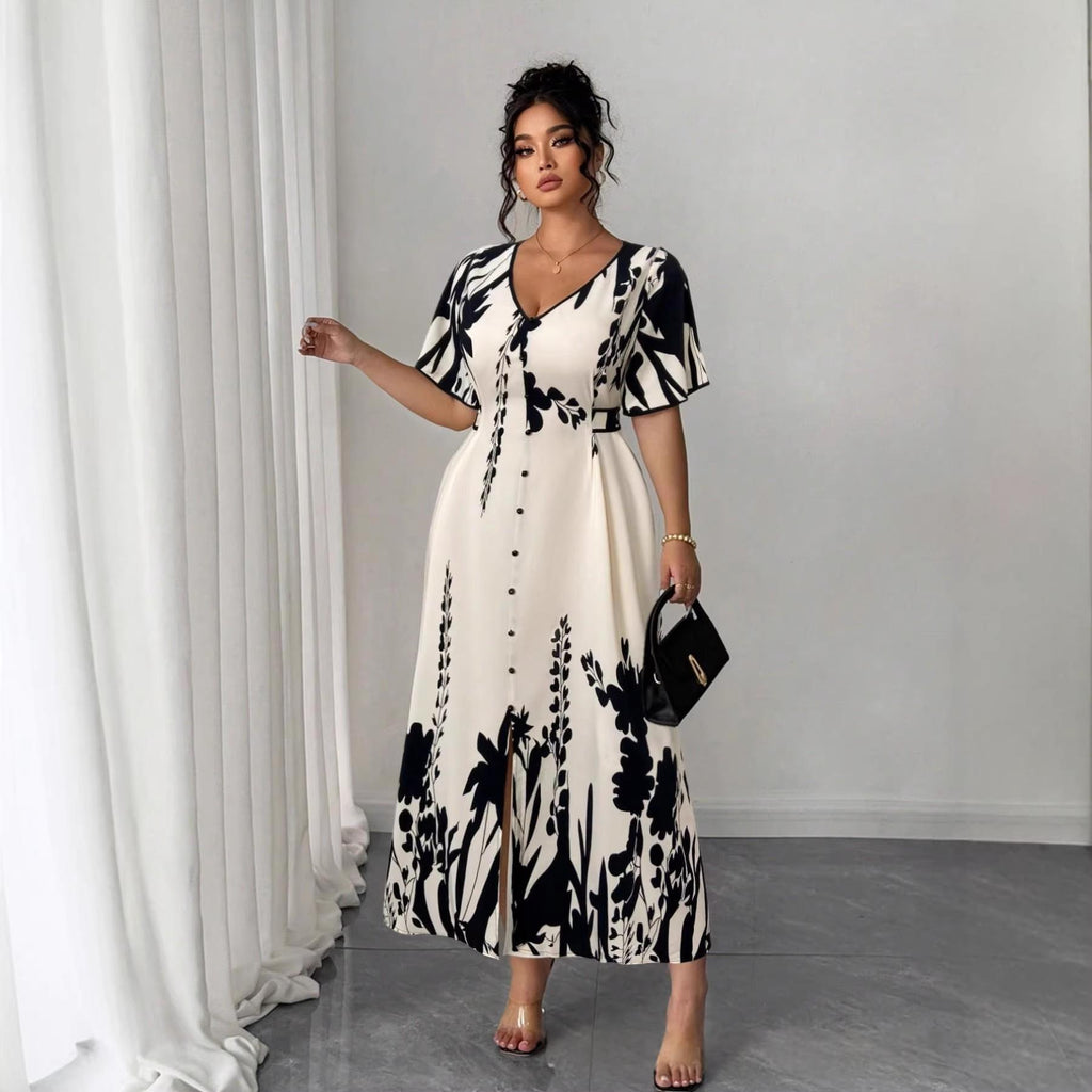 V-Ausschnitt Blumenkleid