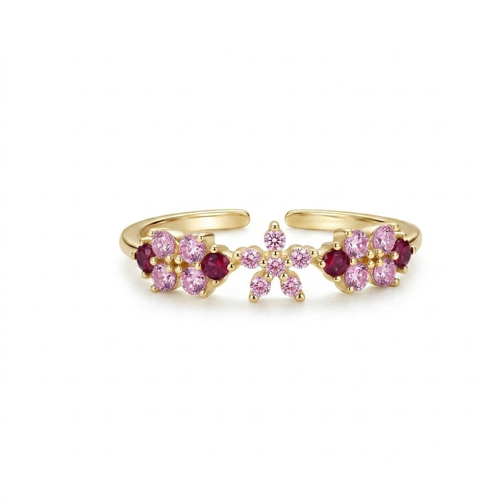 Blütenring «Fleur Rose» – rosa Zirkonia, verstellbar