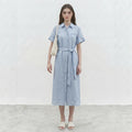 Leinen-Hemdblusenkleid mit Taillengürtel