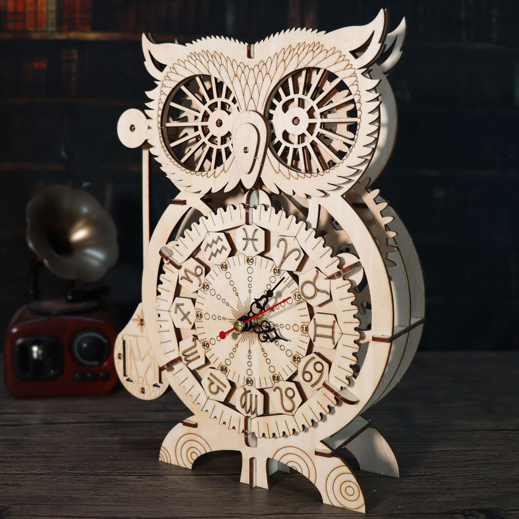 3D Holzpuzzle Eulen-Uhr Bausatz