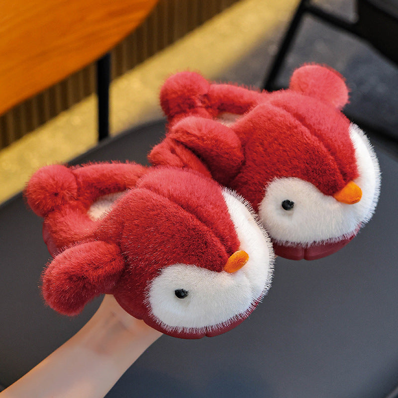 Warme Pinguin-Fleece-Hausschuhe für Kinder