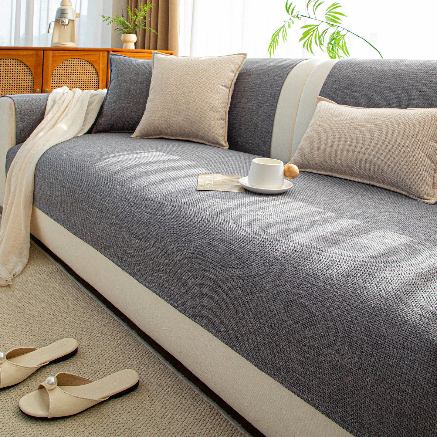 Sofa-Kissen im japanischen Stil aus Baumwoll-Leinen-Mix – Ansicht 7
