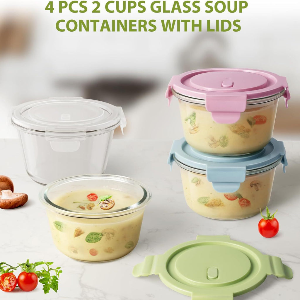 Glas-Lunchbox mit Fächern – 4er-Set | LuxeStyle