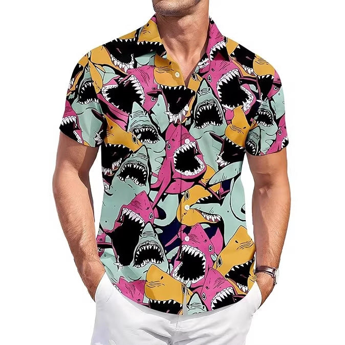 Revers-Shirt mit Digitaldruck abstrakt