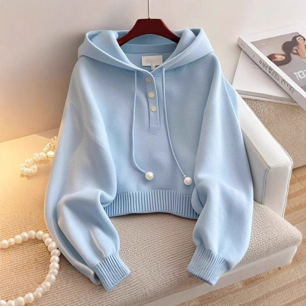 Blaue Kapuzen-Sweater