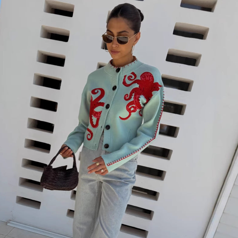 Grüner Oktopus-Pulli