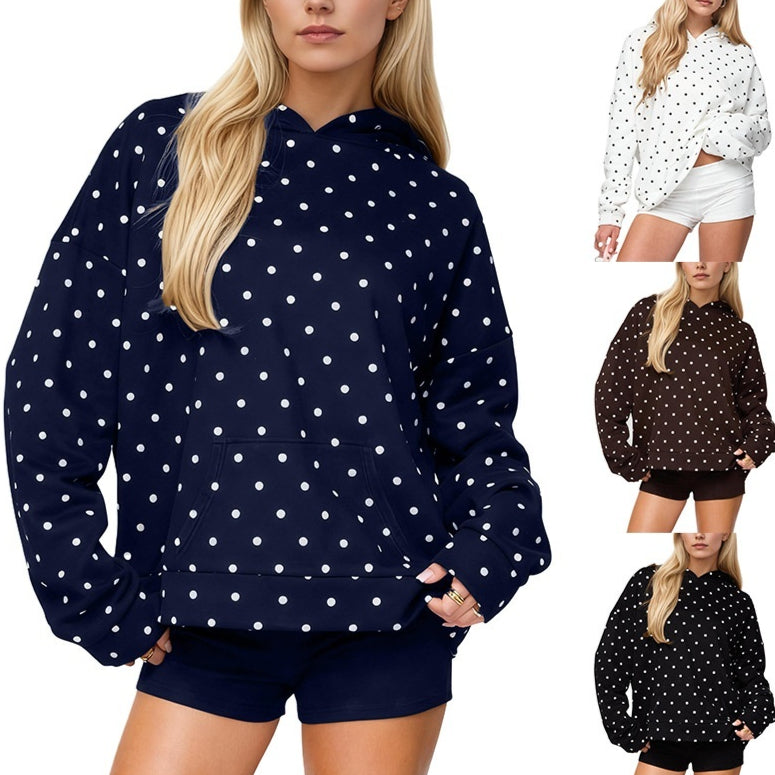 Gepunktetes Kapuzen-Sweatshirt für Damen