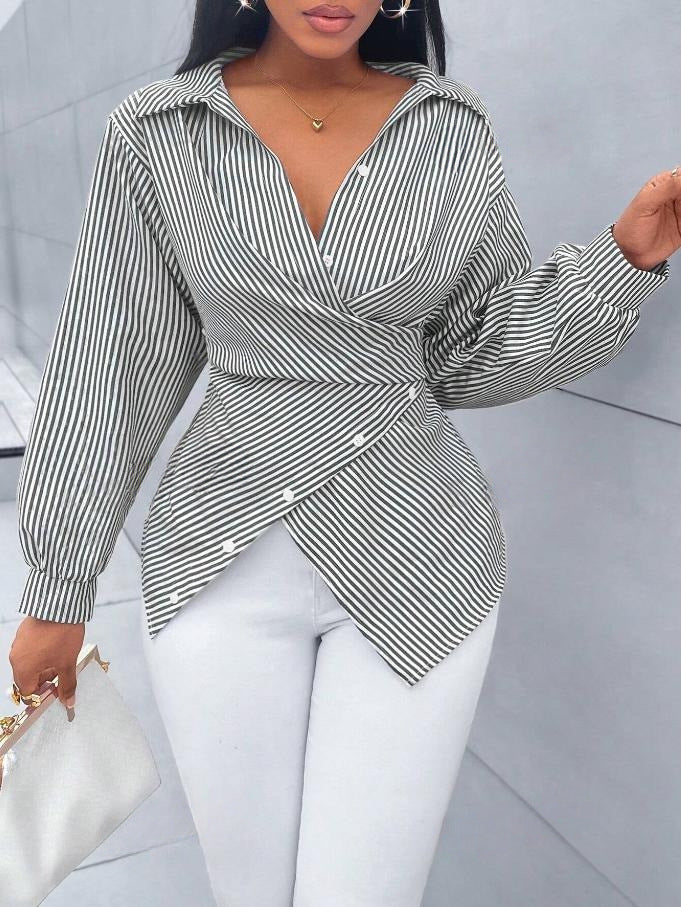 Strickbluse mit Streifen, lange Ärmel – Bild 7 | LuxeStyle