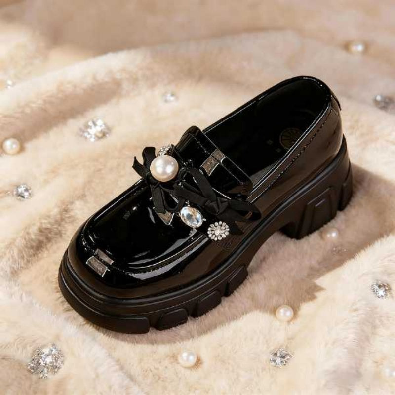 Plateau Loafers mit Perlen und Kristallen
