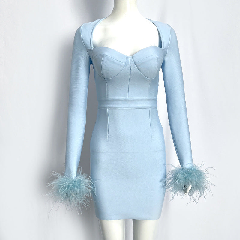 Bandage-Kleid mit Federdetails – Bild 4 | LuxeStyle