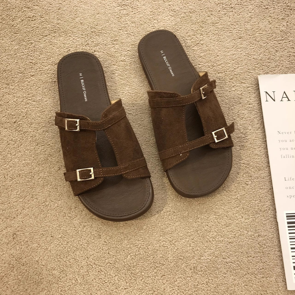 Retro-Sandalen mit flachem Absatz