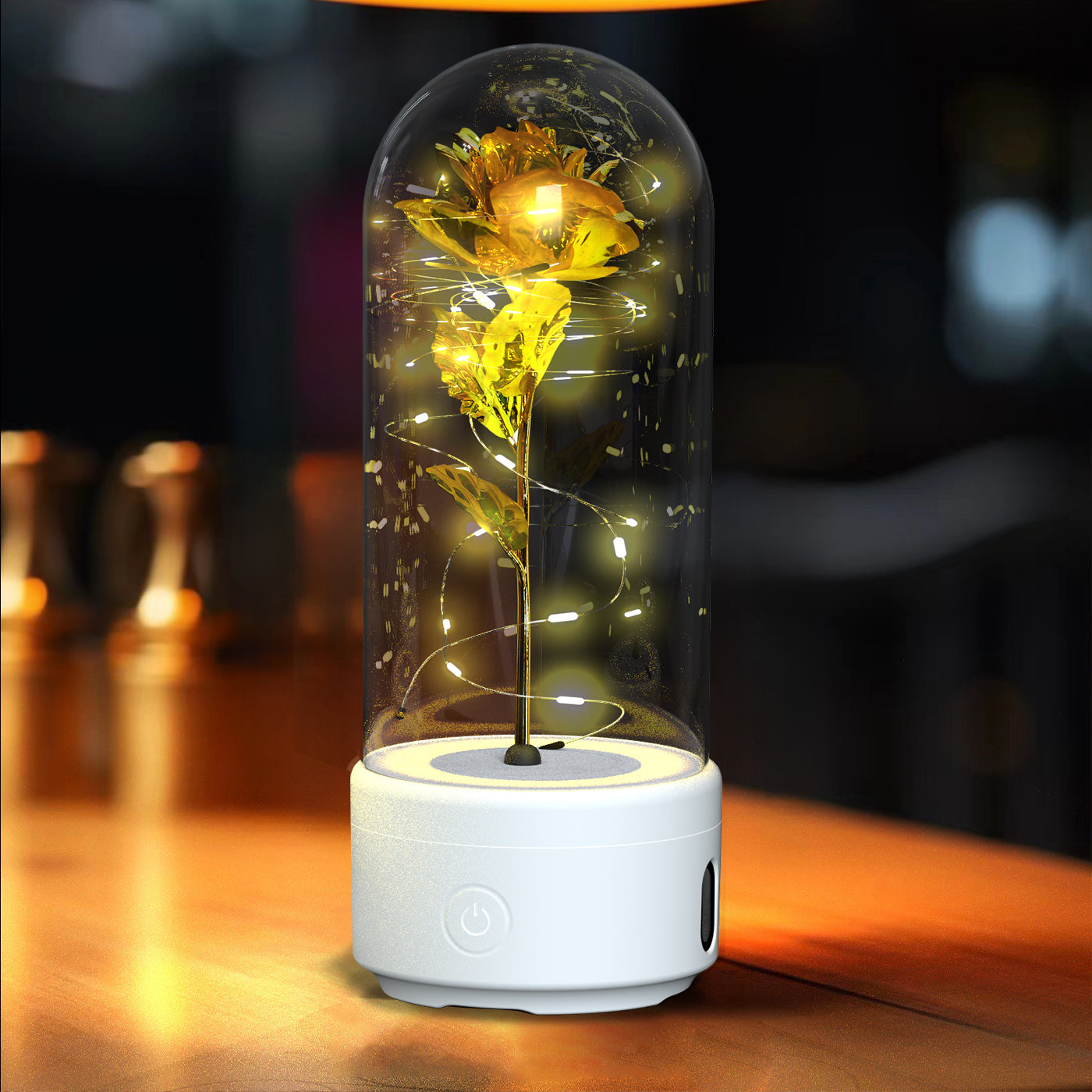 LED Rose mit Bluetooth-Speaker im Glas
