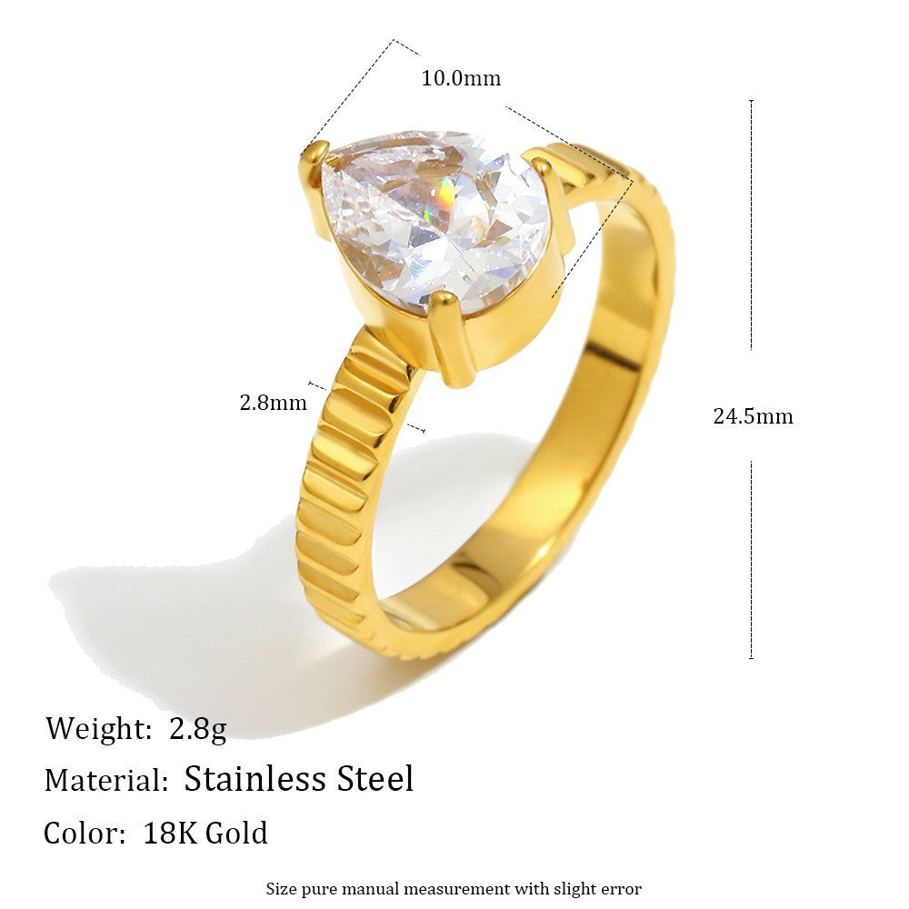 Eleganter Wassertropfen Zirkon Ring für Damen