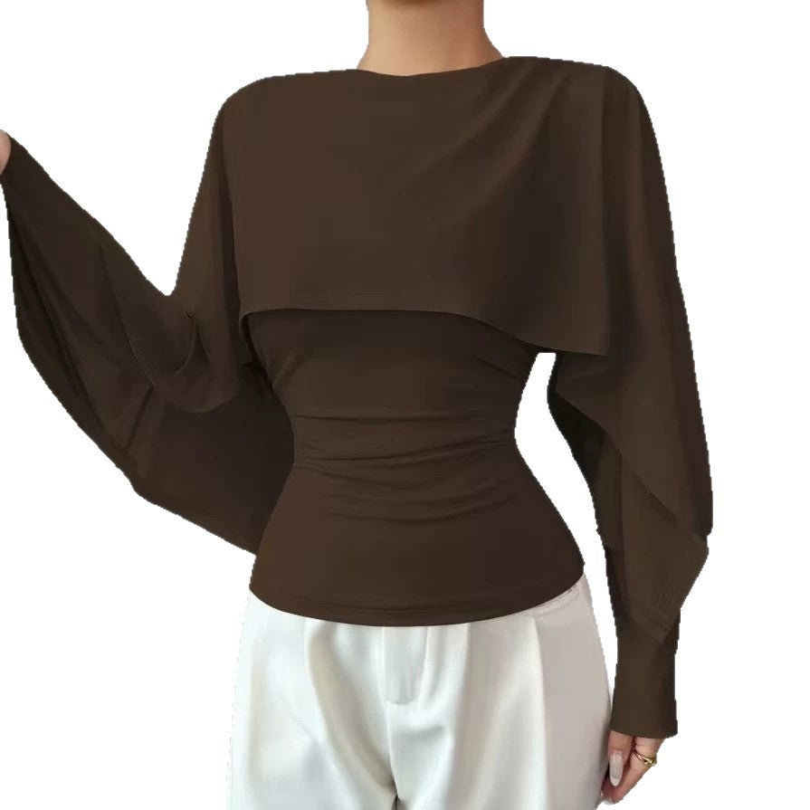 Elegantes Cape-Oberteil · Schalkragen