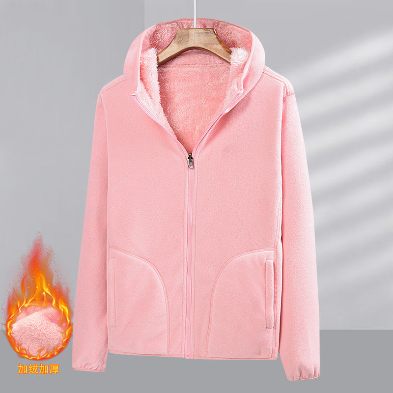 Wende-Fleece-Cardigan mit Kapuze