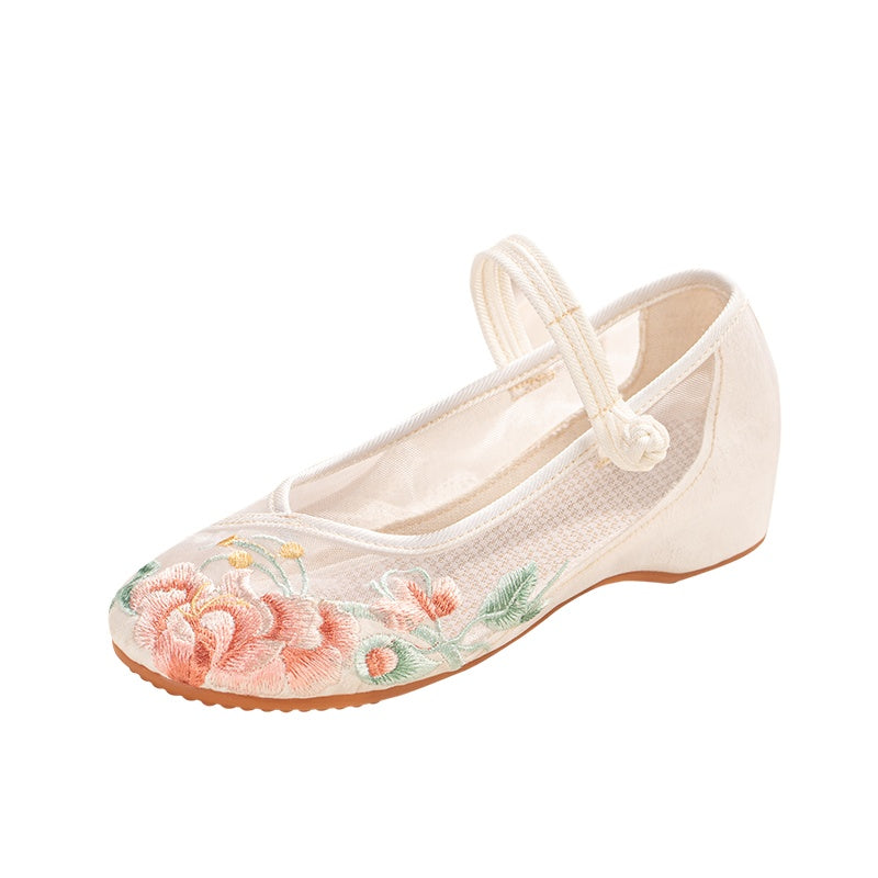 Sommer Mesh Sandalen mit Blumenstickerei