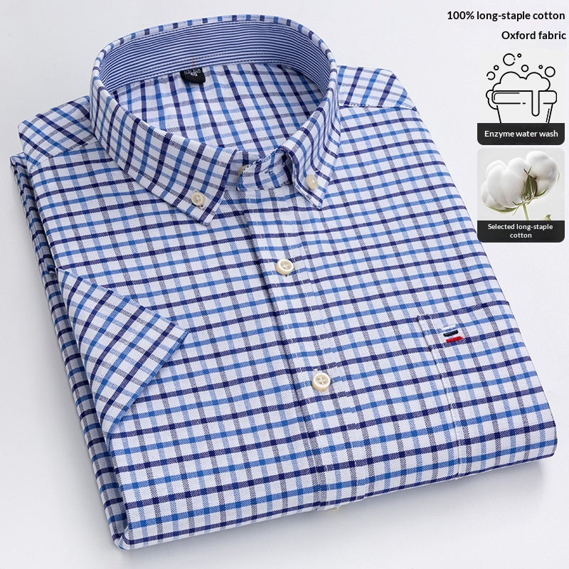 Herren Oxford Baumwollhemd Kurzarm