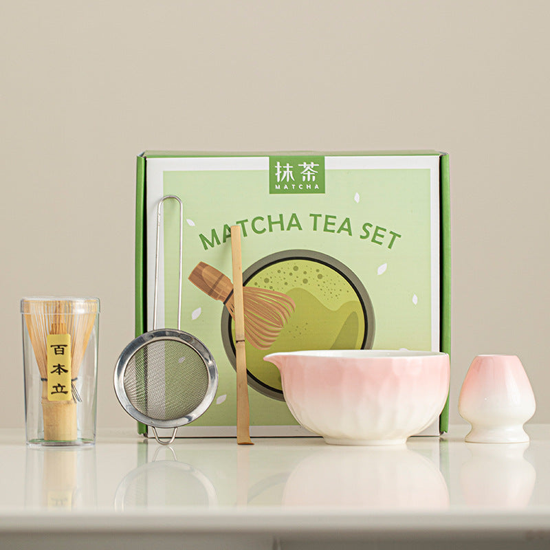 Matcha Schale mit Zubehör, Hammerschlagmuster