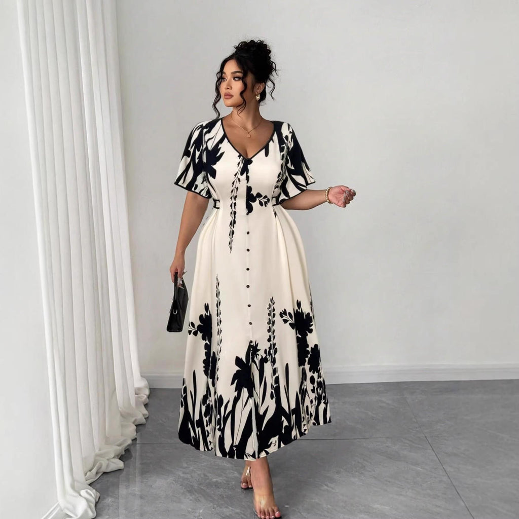 V-Ausschnitt Blumenkleid