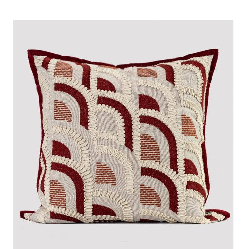 Wabi‑Sabi‑Kissen mit rotem Jacquard‑Stichwerk – Bild 4 | LuxeStyle