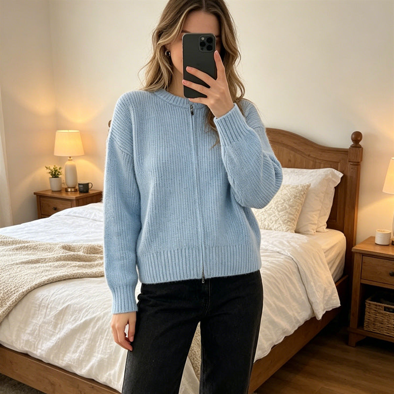 Strick-Cardigan mit Reissverschluss