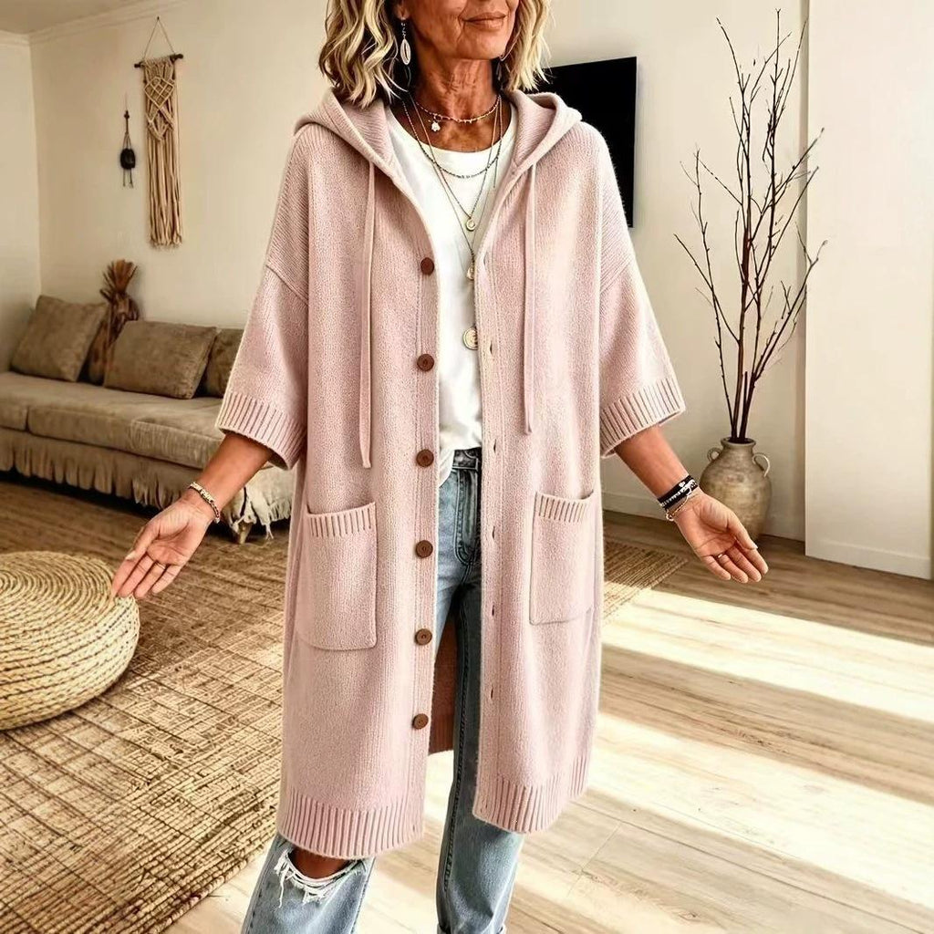 Damen Strick-Cardigan mit Kapuze – Bild 4 | LuxeStyle
