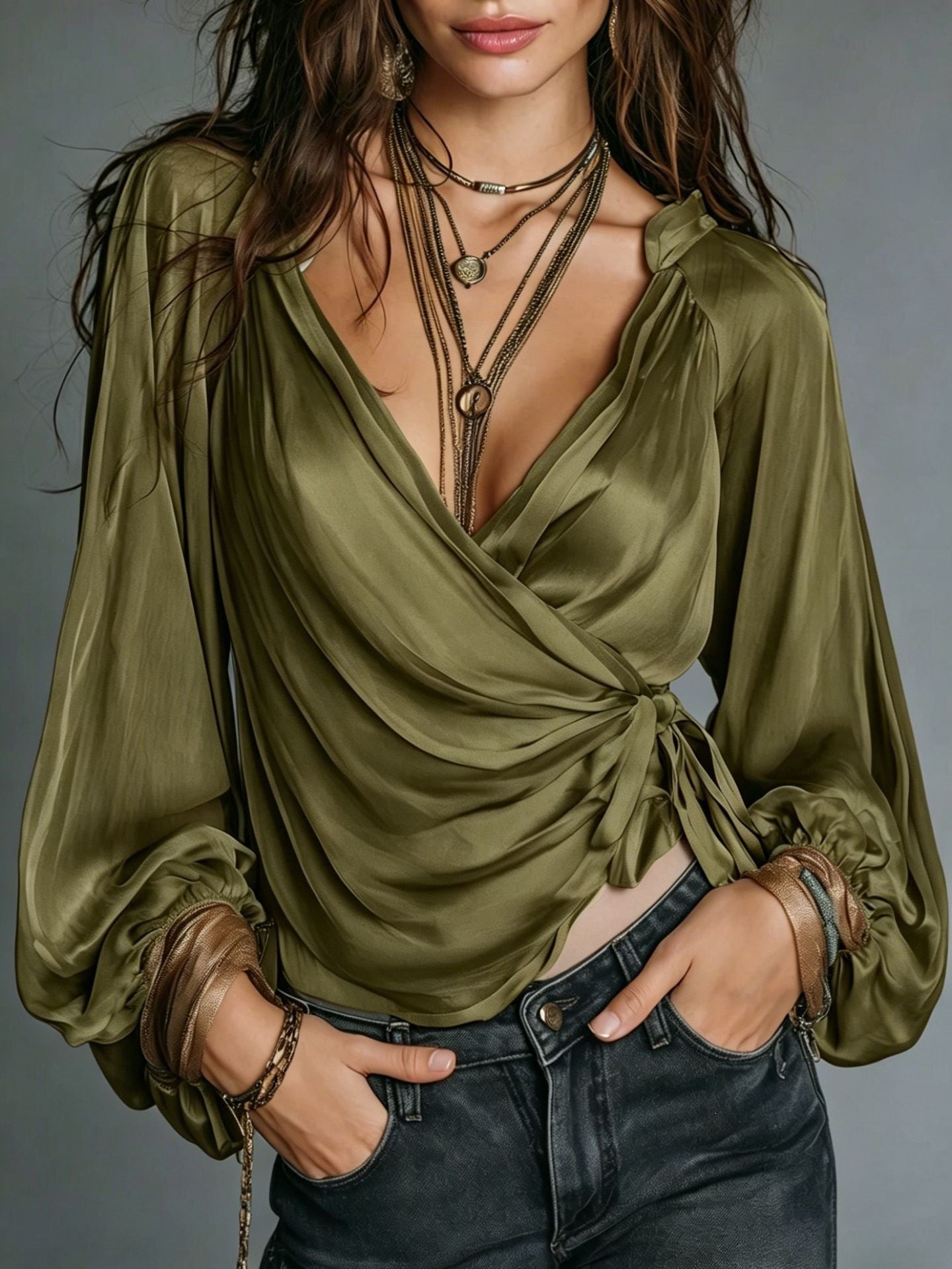 V-Ausschnitt Bluse