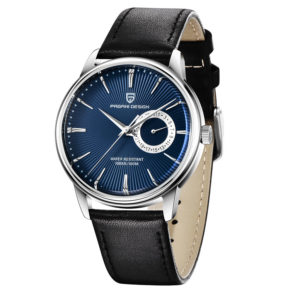 Quarz-Herrenuhr mit Lederarmband – Bild 5 | LuxeStyle